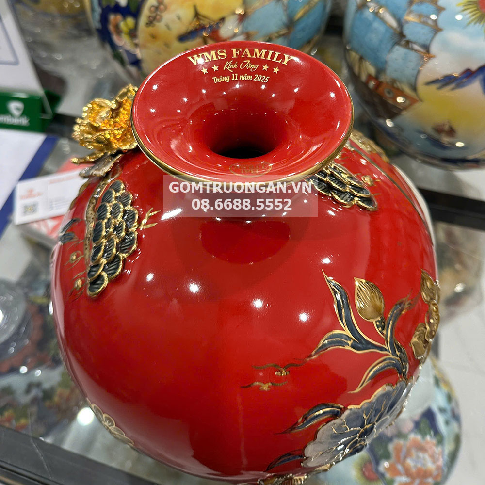 Quy trình in logo lên bình hút tài lộc Bát Tràng