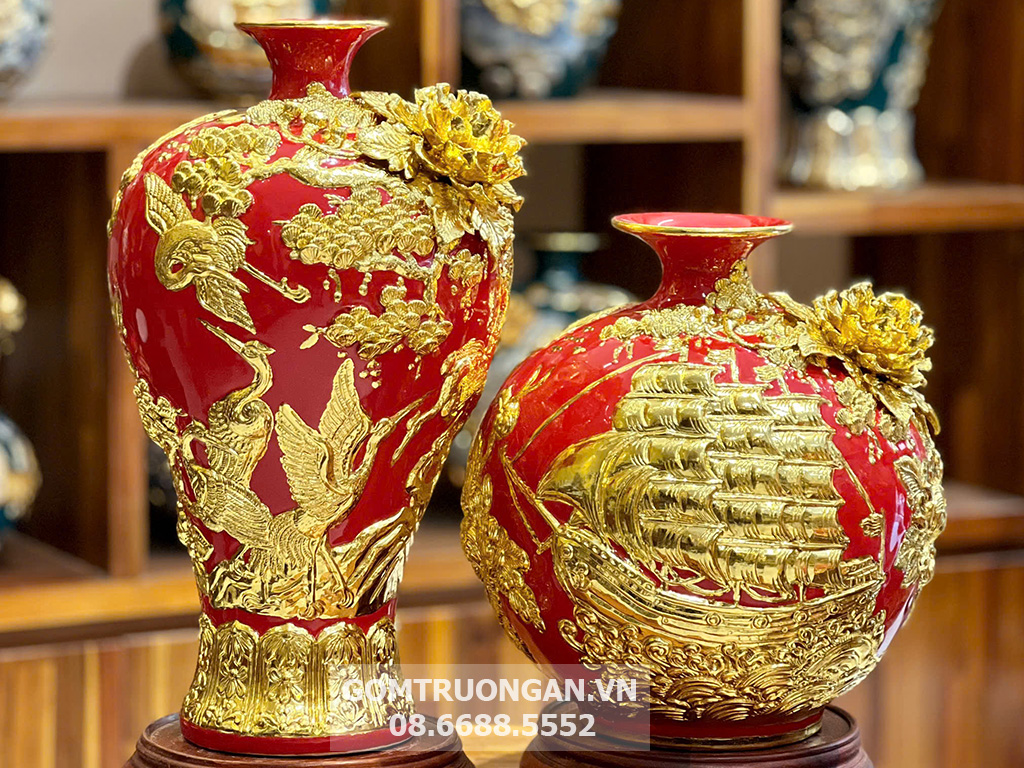 Bình hút tài lộc dát vàng 24K