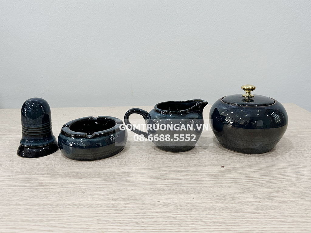 Bộ ấm chén men hỏa biến phẩy đầy đủ phụ kiện 4