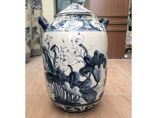 Chum rượu sứ vẽ sen 10 lít 1