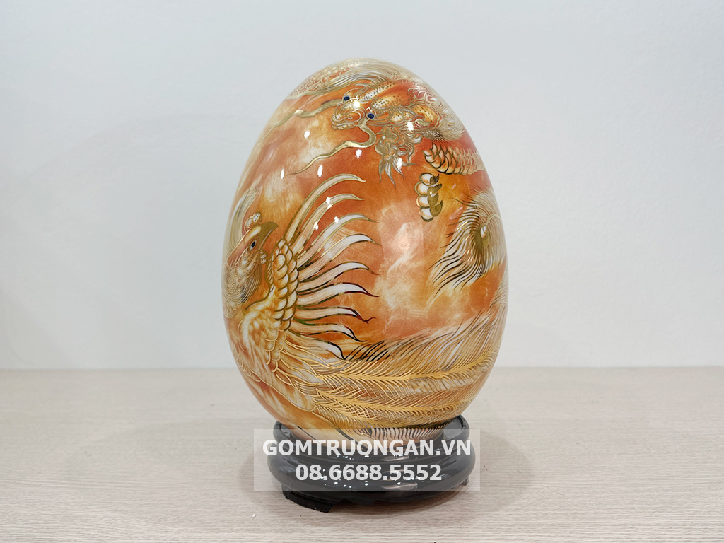 Trứng phong thủy tài lộc Long Phụng Sum Vầy vẽ vàng 1