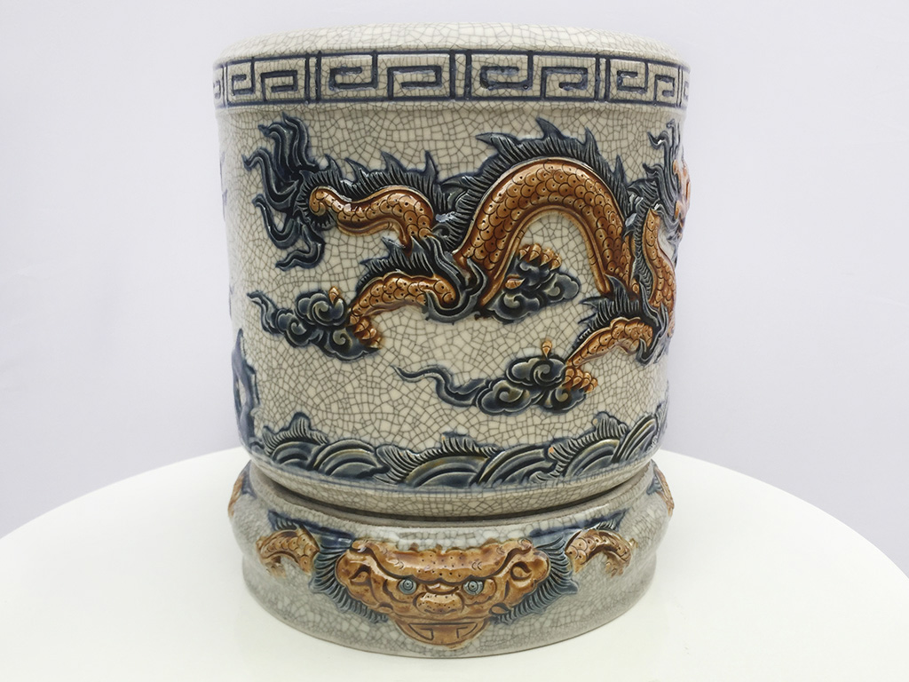 B&aacute;t hương men rạn nổi rồng đường k&iacute;nh 22cm - phần đu&ocirc;i rồng