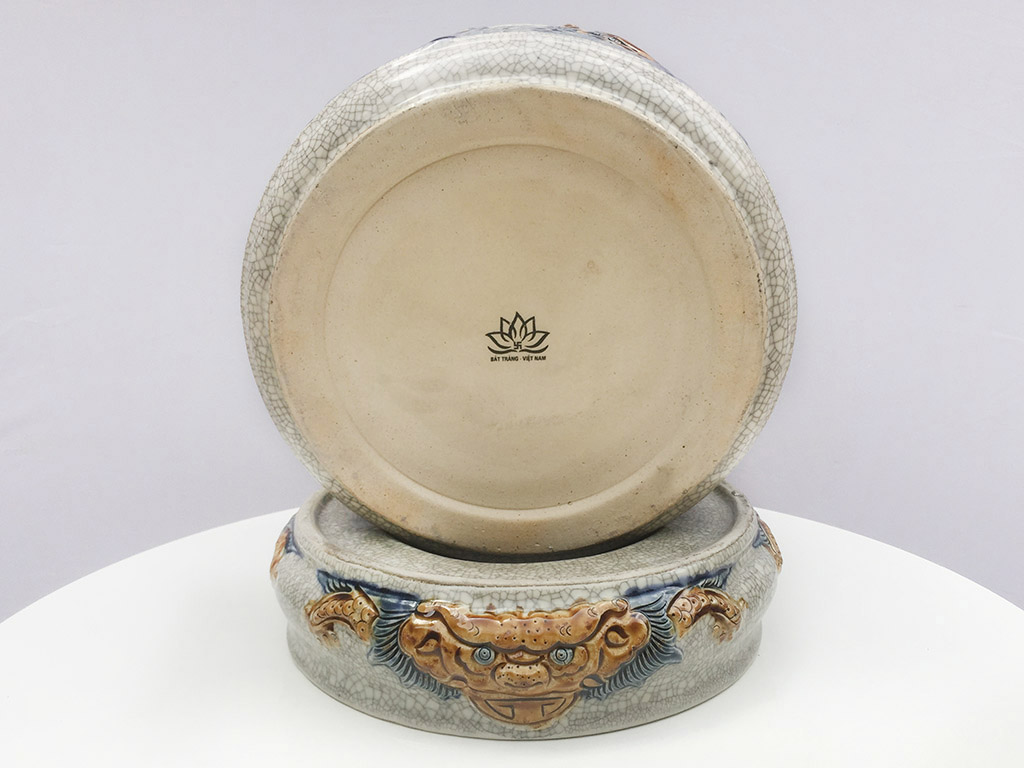 Bát hương men rạn nổi rồng cao cấp Trường Xuân đế sứ 30cm 6