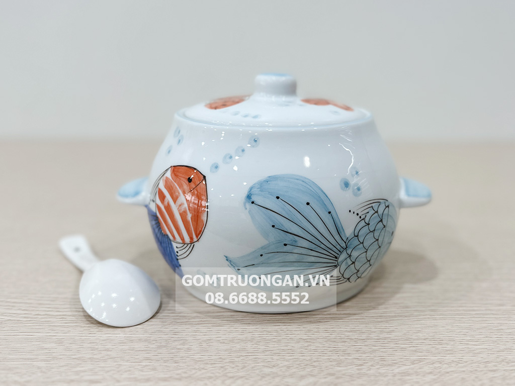 Âu đựng mỡ, hũ đựng mỡ, âu sứ có nắp đựng mỡ, đựng mẻ, âu muối dưa cà chính hãng Bát Tràng 1,4l 3