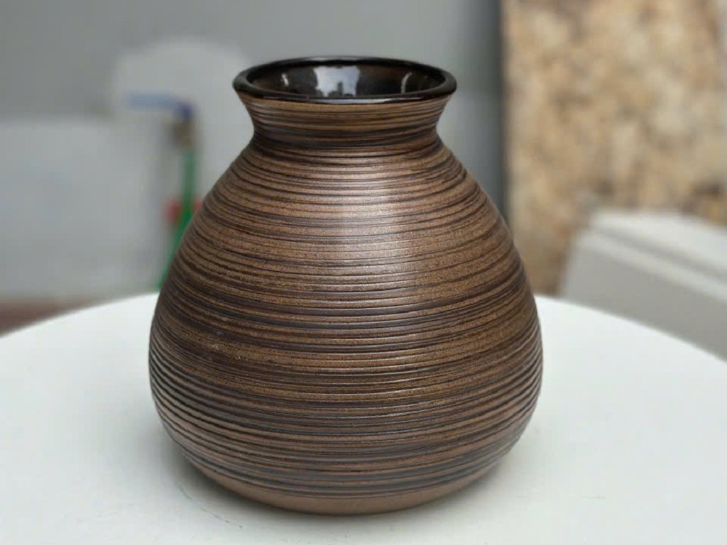 Bình hoa Bát Tràng trang trí decor giỏ cua gốm mộc 1