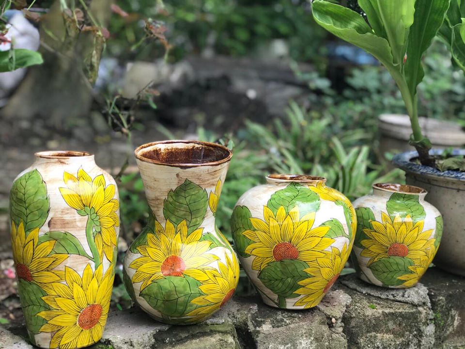 Set bộ lọ hoa Bát Tràng hoa hướng dương 1
