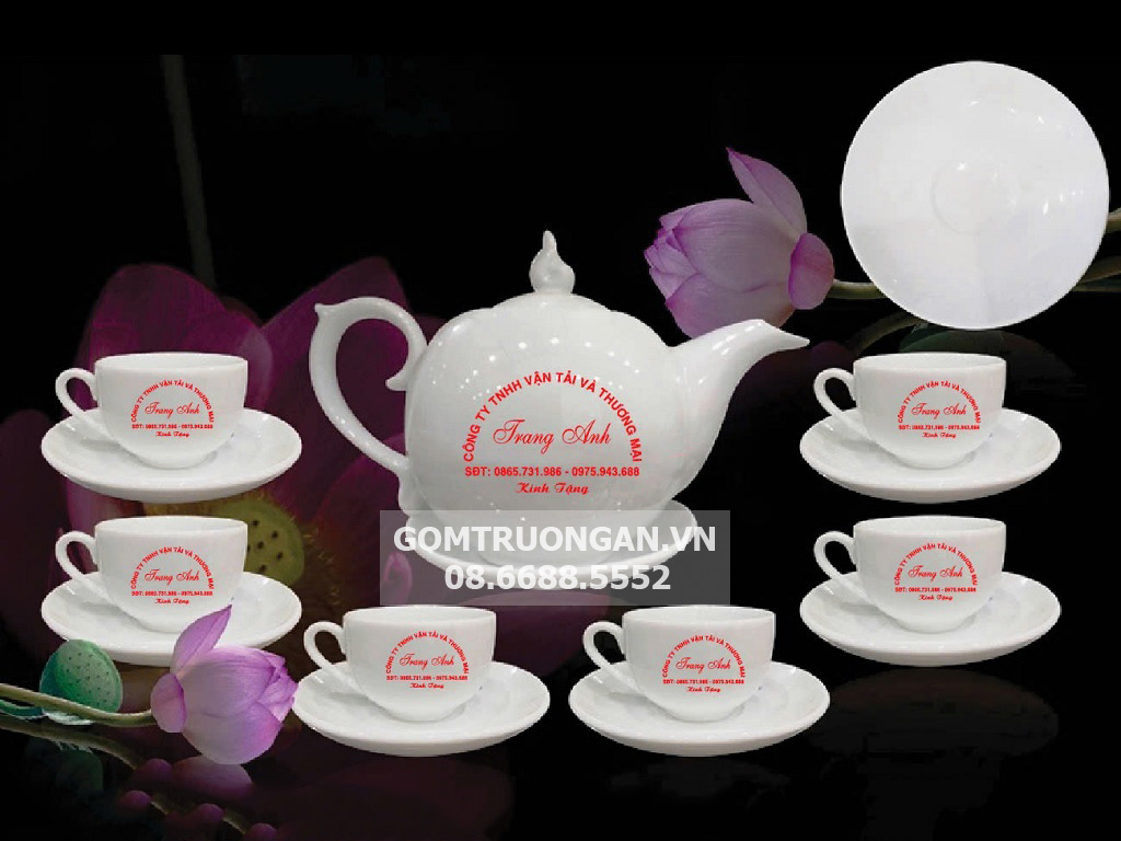 Ấm chén in logo Trang Anh bộ Bưởi lửa s2 1