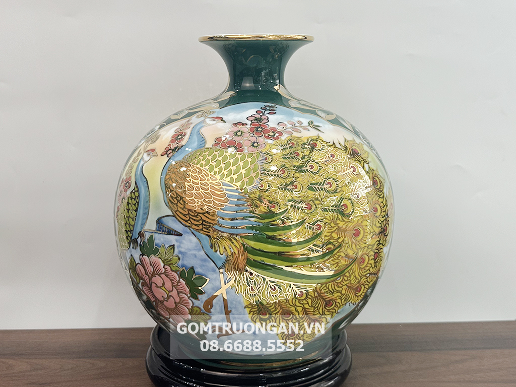 Bình hút lộc Thuận Buồm Xuôi Gió Phú Quý nền xanh 25cm 3
