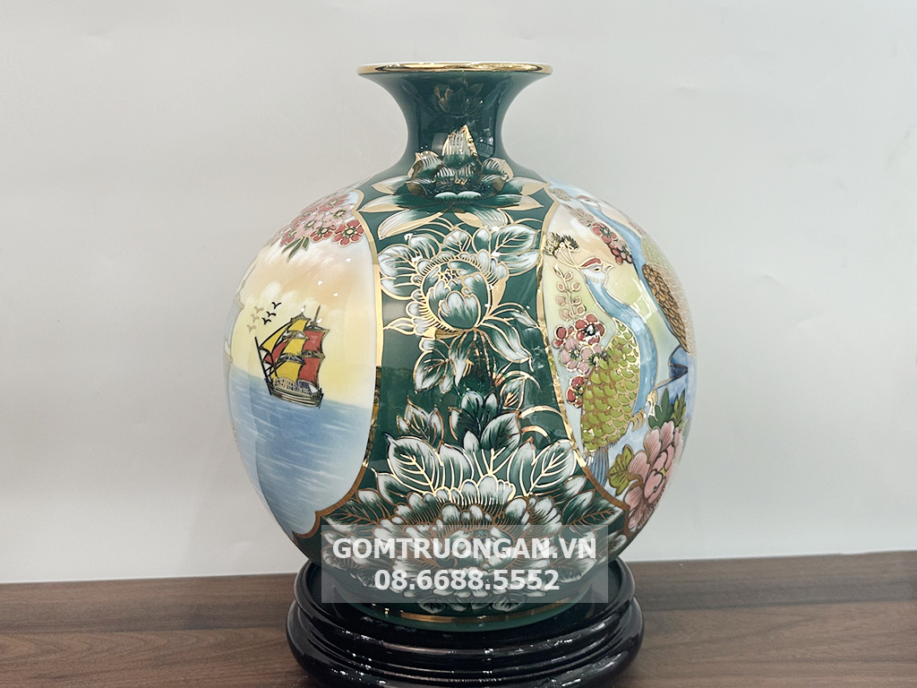 Bình hút lộc Thuận Buồm Xuôi Gió Phú Quý nền xanh 25cm 4