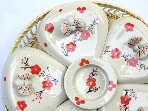 Khay mứt mây hoa đào 5 cánh 2