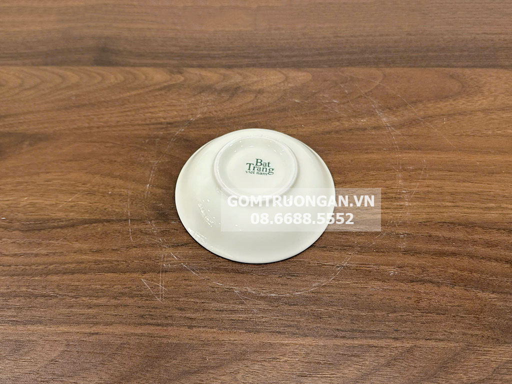 Đĩa đựng gia vị tròn men kem vẽ hoa đào hồng 2