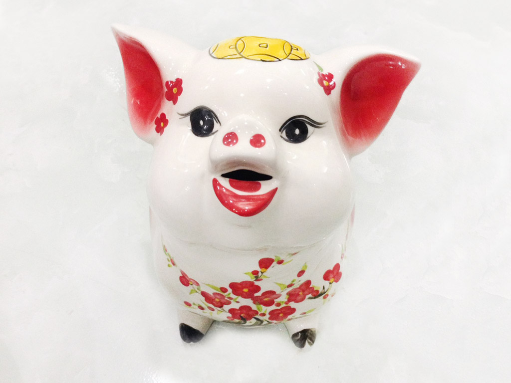 Lợn đất tiết kiệm dáng ngậm tiền 1