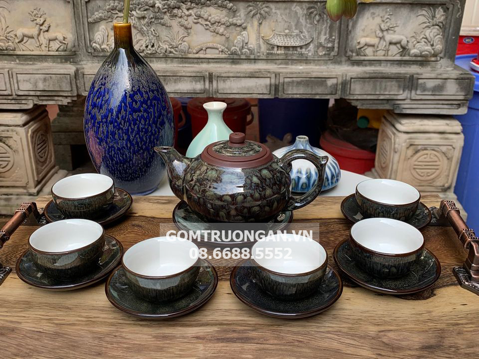 Bộ ấm tử sa Bát Tràng Tâm Sen cao cấp 1