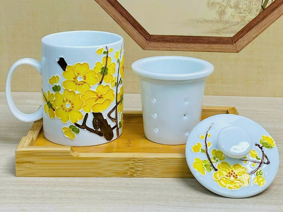 Cốc lọc trà hoa văn 3D cao cấp 3