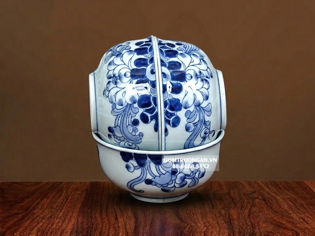 Bát thờ cúng men xanh ngọc Lộc Phát hoa sen 1