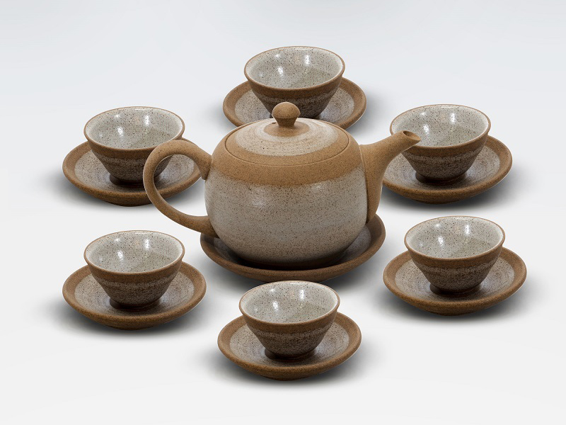 Bộ ấm chén hồng sa Bát Tràng 1