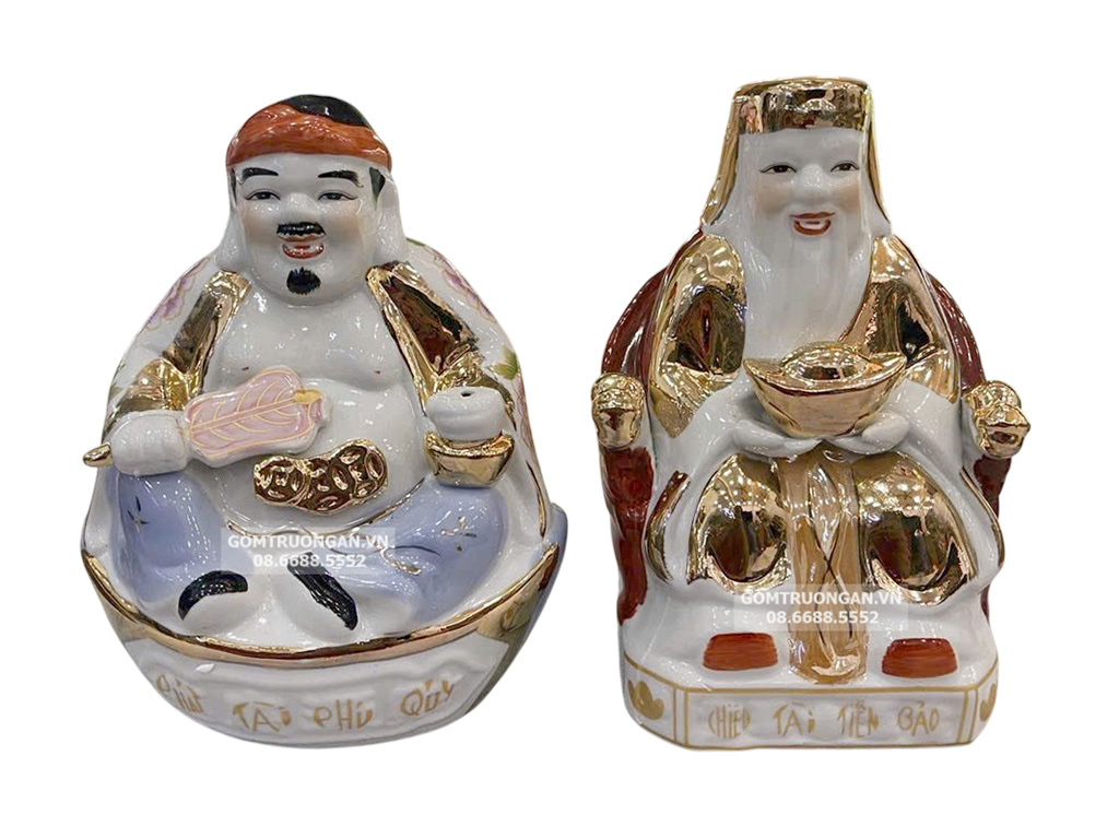 Tượng Thần Tài Thổ Địa trắng vàng kim cao 20 1