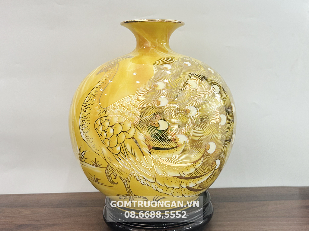 Bình hút lộc vân đá vàng Vinh Hoa Phú Quý 30cm 2