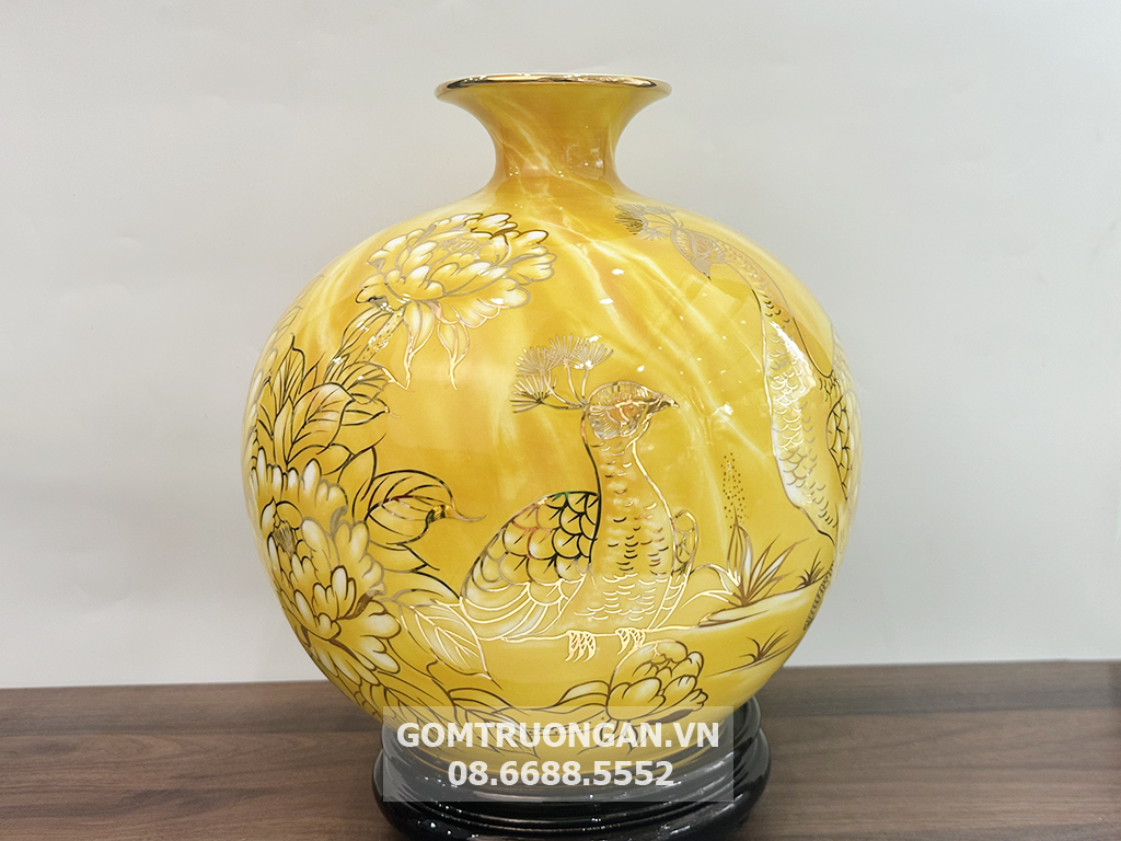 Bình hút lộc vân đá vàng Vinh Hoa Phú Quý 30cm 4