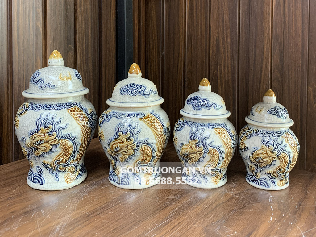 Chóe thờ men rạn nổi rồng cao cấp Trường Xuân S1 1