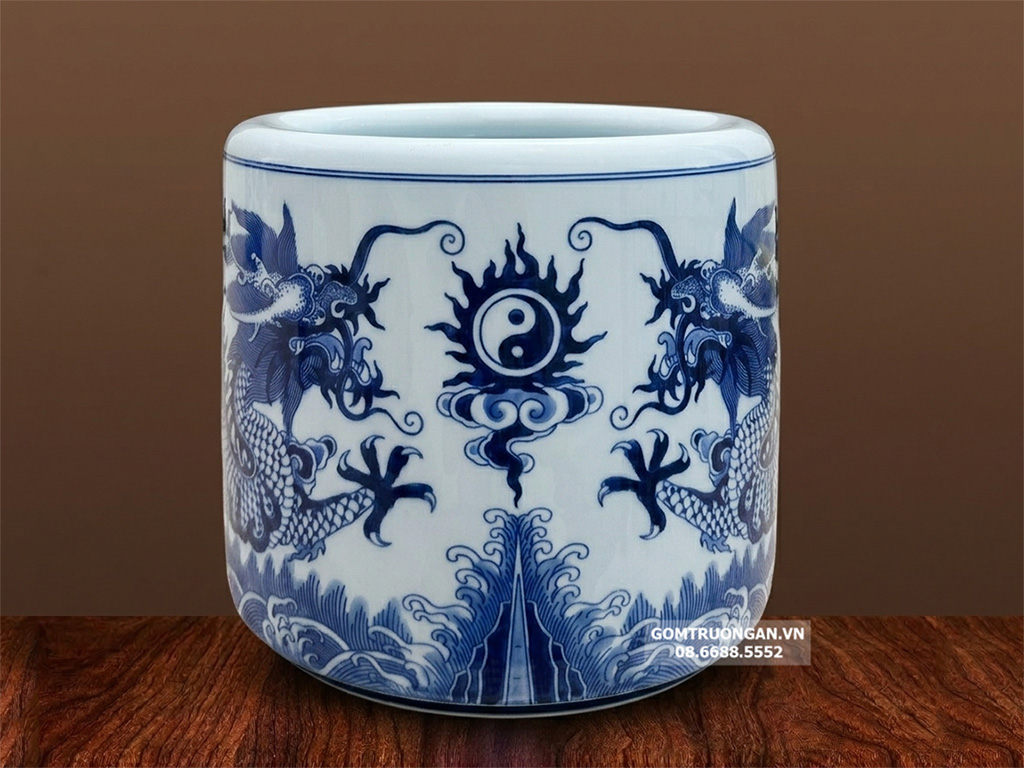 Bát hương rồng men xanh ngọc Lộc Phát 14 1