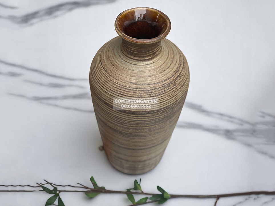 Lọ hoa gốm mộc cổ nhỏ 3