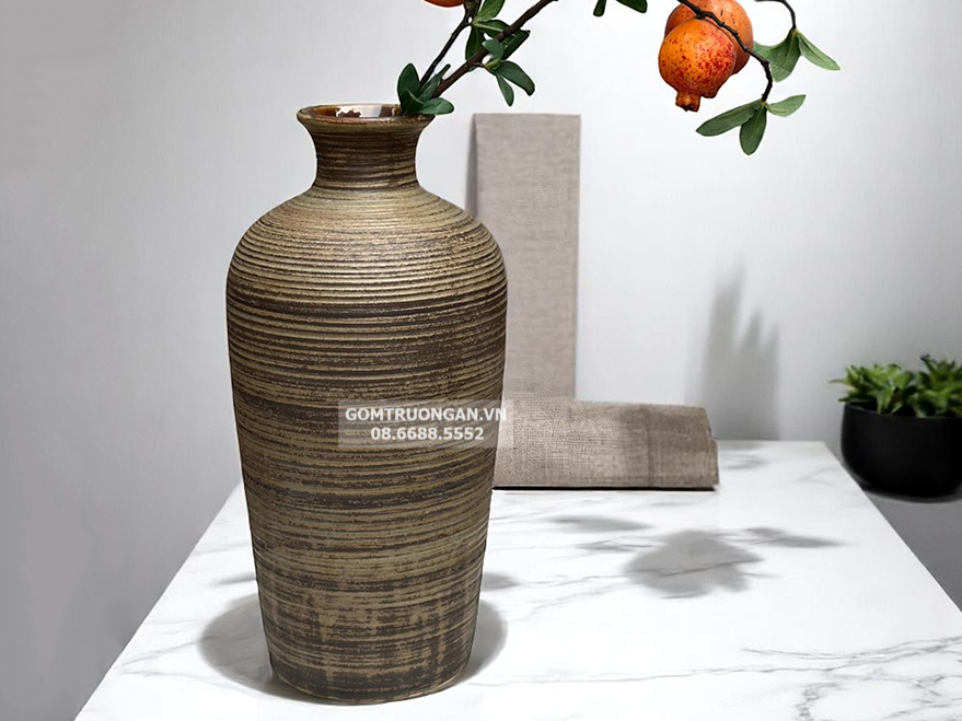 Lọ hoa gốm mộc cổ nhỏ 1