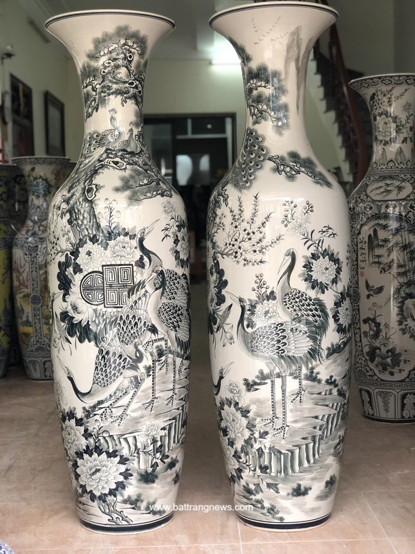 Lọ lộc b&igrave;nh B&aacute;t Tr&agrave;ng men ch&agrave;m Ngũ Ph&uacute;c vẽ kỹ 1m6 - trung t&acirc;m