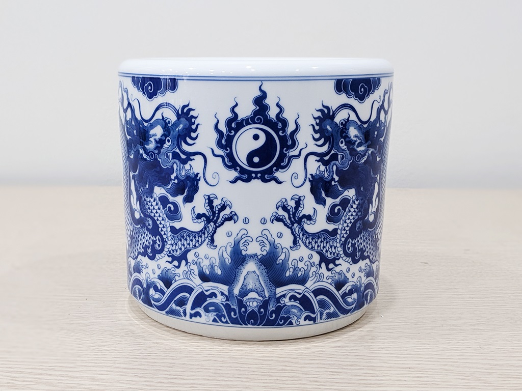 Bát hương rồng men lam Trường An 12cm