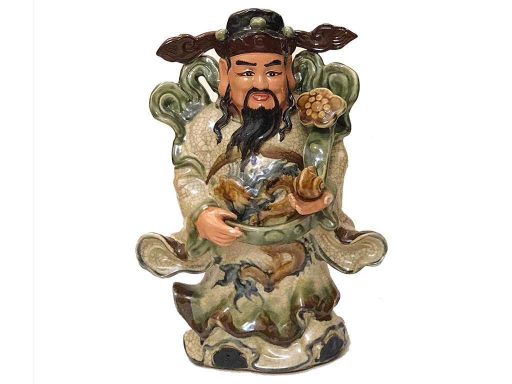 Tượng sứ Phúc Lộc Thọ men rạn cổ cao 40cm 3