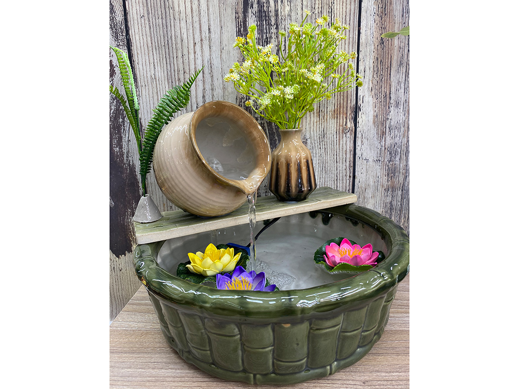 Thác nước phong thủy dáng chậu cốc 32x25cm 1