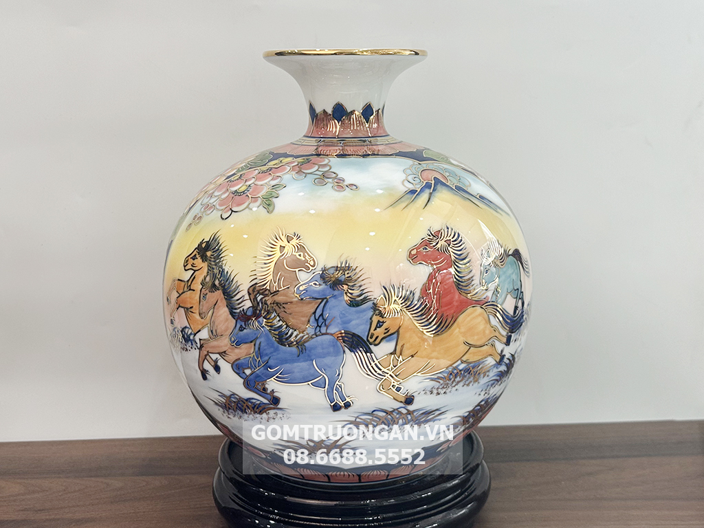 Bình hút tài lộc Thuận Buồm Xuôi Gió Mã Đáo Thành Công 3D 25cm 3