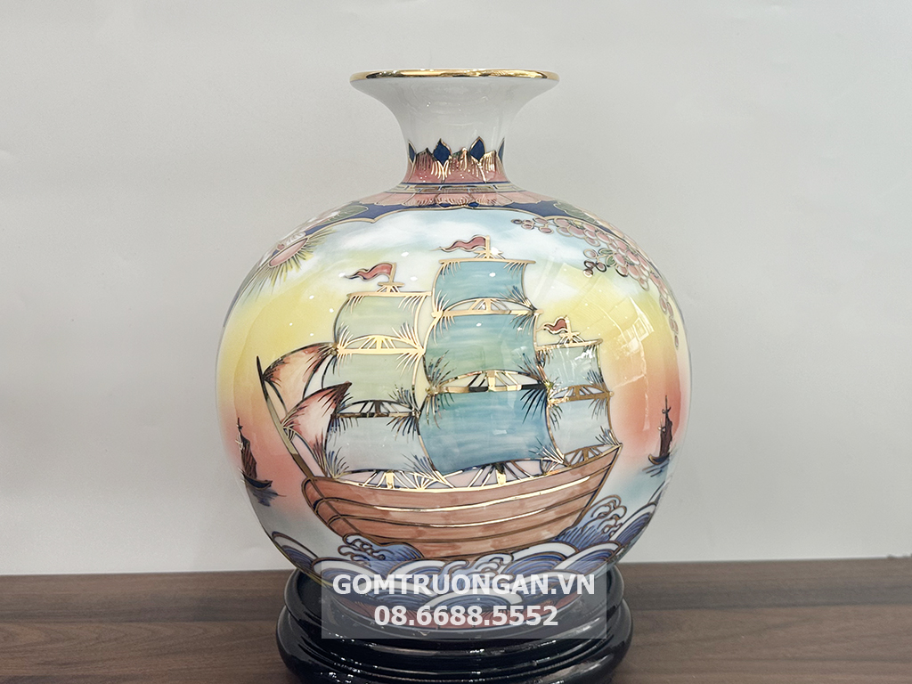 Bình hút tài lộc Thuận Buồm Xuôi Gió Mã Đáo Thành Công 3D 25cm 1