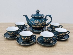 Bộ ấm trà Bát Tràng men xanh cổ vịt Vinh hoa Phú Quý