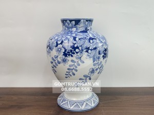 Lọ hoa decor men lam Vò Chân Cao Ngàn Hoa Lửng