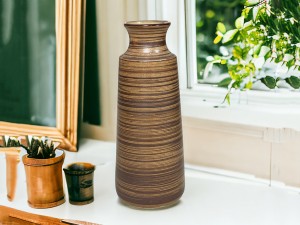 Lọ hoa mộc nâu Bát Tràng trang trí decor dáng ống loe 30cm