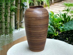 Lọ hoa mộc nâu Bát Tràng trang trí decor dáng vò cao 29cm