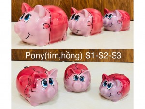 Lợn đất tiết kiệm Pony tím hồng S1