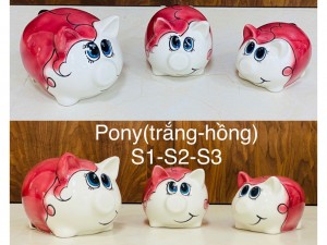 Lợn tiết kiệm tiền Pony trắng hồng S1