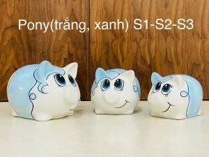 Lợn tiết kiệm tiền Pony trắng xanh S2