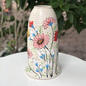 Lọ hoa men tiêu dáng chuông hoa cỏ