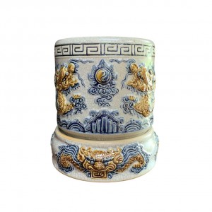 Bát hương men rạn nổi rồng cao cấp Trường Xuân đế sứ 27cm