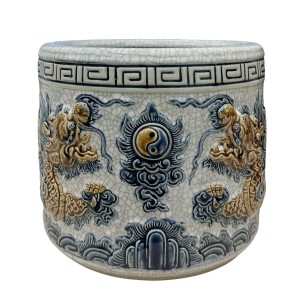 Bát hương men rạn nổi rồng cao cấp Trường Xuân đường kính 16cm