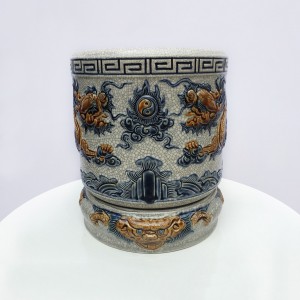 Bát hương men rạn nổi rồng cao cấp Trường Xuân đế sứ 30cm