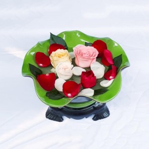 Bát thả hoa ban thần tài đường kính 25cm kèm chân đế