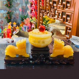 Bát tụ bảo - Tỳ hưu đá ngọc Hoàng Long kèm đế cỡ nhỏ