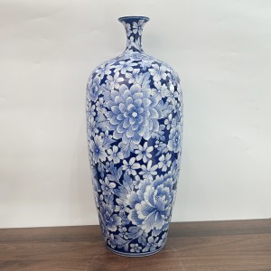 Bình hoa Bát Tràng decor Hút Lộc Ngàn Hoa Nền Băng Lam