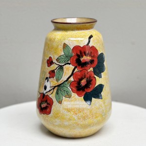 Bình hoa Bát Tràng trang trí decor dáng bầu vẽ hoa trà