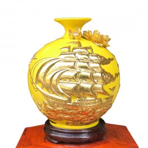 Bình hút lộc mệnh kim dát vàng Thuận Buồm Xuôi Gió 27cm