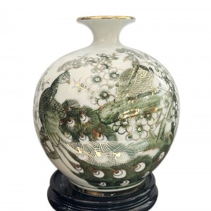 Bình hút lộc vẽ vàng Công Danh Phú Quý men hoàng thổ 25cm